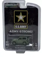1/64 GREENLIGHT 2014 GREEN ARMY JEEP WRANGLER HARD TOP