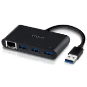 [U33HGHEDF] USB 3.0 3 Port Hub and Gigabit Ethernet Adapter Plug & Play Vrova Series