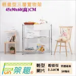 【FUN架趣】90X45X60高CM 輕型三層架 鐵力士架.收納架.層架.波浪架.鐵架.置物架.鐵架. 4590