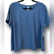 ModCloth Blue Relaxed Fit Chiffon Short Sleeve Top Size medium