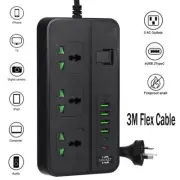 Power Board 4 USB Charging 3 Way Outlets Socket Charger Ports Surge Protector