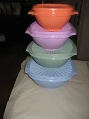 .TUPPERWARE SET OF (4) SERVALIER SERVING BOWLS MIP FREE SHIP