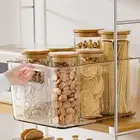 Transparent Storage Container Pantry Extra Plastic Bins with Built-in Handle