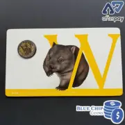 2016 UNC $1 ALPHABET 'W' WARM WONDROUSLY WILLING WOMBAT COLOURED COIN ON CARD