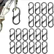 [Dorischen] S Carabiner Small Alloy Snap Hook, 20 Pieces, 1.6Inch Mini Spring Clips, Keychain Clip, Dual Gate Wire Snap Buckle for Fishing, Camping, Outdoor Sports(Black)