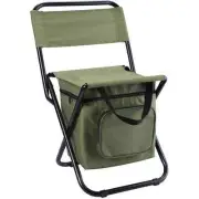 Foldable Fishing Chair with Cooler Bag back rest beach camping green