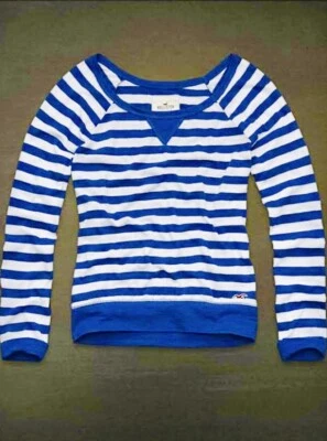 NWT Hollister Women ladies girls Sz XS blue/white Striped blouse tunic top
