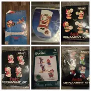 8 Titan / Bucilla Ornament Kits Stocking Wall Hanging Teddy Bear Ornaments Elf