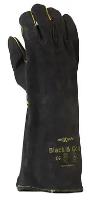 4 x MAXISAFE Black & Gold Welders Gauntlet Gloves Tradies Car Resto Fabrication