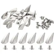 16mm Studs for Clothing, 20 Sets Studs and Spikes, 11x16mm, Silver Tone