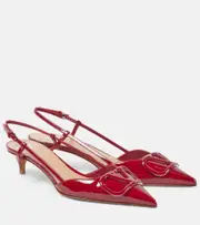 [Valentino Garavani] Valentino Garavani VLogo Signature patent leather slingback pumps AU 5 red