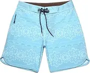 [STKARCV] Blue Flower Printed Boardshorts Men's Surf Swim Trunk Quick-Dry Thin Beach Shorts Swimwear