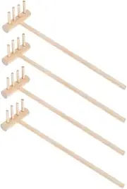4pcs Mini Wood Rake Sand Rake Sandbox Miniature Rakes Sand Tools Mini Sand Table Rake Sandbox Rake Miniature Garden Tools Table Mini Rakes Mini Rake Crafts Mini Khaki