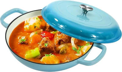 Cast Iron Casserole Braiser, 3.8 Quart,Heavy Duty Casserole Skillet with Lid and