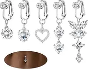 [ShinyStyle J4You] 5Pcs Gold Fake Belly Piercing Fake Belly Ring for Women Fake Belly Button Piercing Clip On Belly Button Rings Fake Navel Ring Non Piercing
