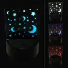 Moon and Stars 3D Illusion LED Night Light Sign Nightstand Desk Lamp