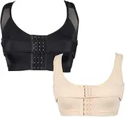 [Generic] 2-Pack Dual Compression Post-Surgery Supportive Bra for Women Breathable Augmentation Operative Daily Sports Bras