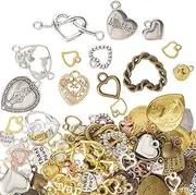 SOFPLATE 1 Box 100G Metal Heart Charms Trinket Charms Bulk Small Mini Alloy Punk Vintage Antique Retro Tibetan Style Link Charm Pendant Findings for Jewellery Making Charms Necklace Earring DIY