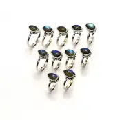WHOLESALE 11PC 925 SOLID STERLING SILVER LABRADORITE RING LOT S845