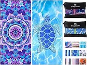 2 Pack Microfiber Lightweight Beach Towel 180x80cm Oversized Extra Large Thin Sand Free Towels Travel Swim Pool Yoga Gym Camping for Adults Women Men Beach Essentials Accessories Vacation Gift
