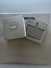 Saint Laurent Black Leather Compact Card Holder Mirror in Box NWT