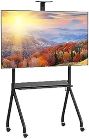 Tv Mounts Motorised Stand，TV Mounts,Black Mobile TV Stand with Locking Wheels 55-120 Inch Tv Mount on Wheels，Flat Panel Portable Swivel Floor TV Stand with Pen Drive Unit Rolling TV Cart 160