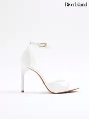 River Island White Closed Back Heeled Sandals (H47302) | $83