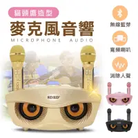 在飛比找momo購物網優惠-【Jo Go Wu】貓頭鷹雙人伴唱麥克風音響(附二支麥克風藍