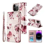 For Apple iPhone 15 Plus Case Fashion Marble Painting Pattern Flip Wallet Case Leather Card Slots Stand Cover (Rose Gold)
