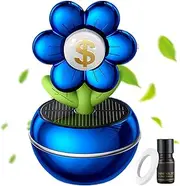 Car Fragrance Diffuser | Solar Powered Auto Perfume Diffuser - Flower Design Wealth Sign, 360 Degree Rotation, Interior Dashboard Decoration For Women Men