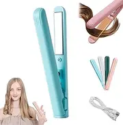 Mini B Dual Use Small Curls Mini Curling Iron and Straightener Curling Iron Portable for Short Hair and All Types of Hair (Blue)