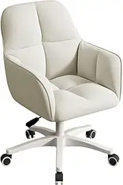 SJIALEN Velvet Home Office Chair, Height Adjustable Bedroom Swivel Desk Chair Comfortable Upholstered Ergonomic Computer Armchair Desk Chairs(Beige)