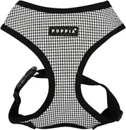 Puppia Amatus Dog Harness A (Over-The-Head) Fashionable Houndstooth Pattern Spring Summer Harness for Small and Medium Dogs, Black, Medium