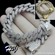7.5"/8.5"X14MM GOLD/SILVER/BLACK PLATED ICY CUBIC ZIRCONIA CUBAN BRACELET*BB6