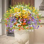 24PCS Artificial Flowers for Outdoors UV Resistant Fake Flowers with Bostern
