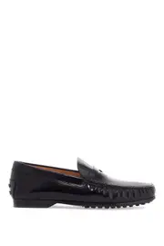 [TOD'S] TOD'S men's black calfskin loafers with elegant insert and rubber sole 10 Black