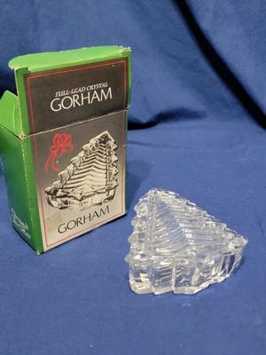 GORHAM CHRISTMAS TREE BOX FULLL LEAD CRYSTAL TRINKET + LID GERMANY KEEPSAKE VTG