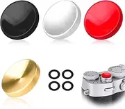 [Wjelet] 4 Pieces Universal Shutter Release Button for Cameras, Concave Surface Release Button, Copper Release Button for Cameras, Compatible with Leica, Hasselblad (Red/Black/Yellow-Silver)