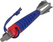 DeckMate 6-in-1 Boat Multi-Tool, Includes Deck Keys, Shackle Key, Zipper Pull, Screwdriver, Hex Tool, Blue / Red / Plated Stainless Steel Handle