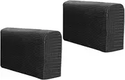 MUELODSIC 2Pcs Elastic Sofa Armrest Covers Arm Rest Towels for Home and Office Protection Black Comfortable Skin Friendly Design Simple Style for Any Decor