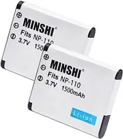 MINSHI 3.7V/1200mAh(2 Pack) Batteries Intended for NP-110、NP-160 Replacement Battery NP-110、NP-160 【BCGMCASP110USBD】 High Capacity High Efficiency Compatible Camera Battery MSAU 2024FM