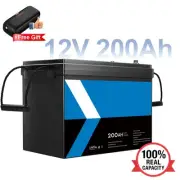 12V 200Ah LiFePO4 Lithium Battery Free Power Bank Rechargeable Camping RV Solar