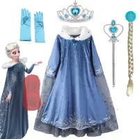 在飛比找蝦皮購物優惠-桃√冰雪奇緣2 爱莎公主洋裝 Elsa連衣裙 迪士尼洋裝 藍