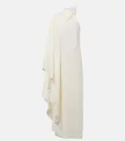 [Taller Marmo] Taller Marmo Bolkan Garden feather-trimmed maxi dress AU 6 white