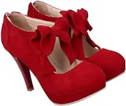 [VALICLUD] Elegant Bow-Knot High Heels Fashion Platform Shoes Heeled Spring Sandals for Women Red