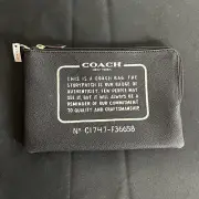 Coach Crossgrain Leather Storypatch Pouch Clutch Bag Black