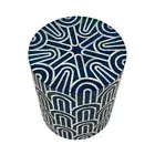 Bone inlay side Table, Bone inlay Round Drum, Bone inlay End Table navy-blue