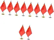 Operitacx 10 Sets Table Flag with Metal Base China Garden Flag China Mini Tabletop Flag Chinese Decorations Chinese Table Flag China Table Flag with Base Dining Table Decor Flags Polyester