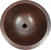15" Weathered Round Copper Bathroom Sink Hand Hammered