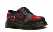 Dr Martens 3 Hole 1461 Black Red Hearts Sequin Patch 24414001 Doc